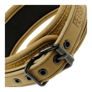 Collier et laisse en cuir vegan doré avec chaînes métal, autre vue 4