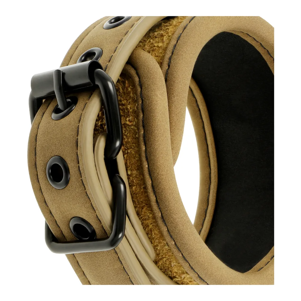 Menottes Cuir Vegan Doublure Fetish Submissive Origen - avec sa base