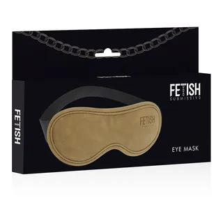 Masque de yeux cuir vegan camel, sangle élastique noire, autre vue 4