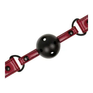 Bâillon boule silicone noir vegan avec sangle ajustable, coloris Bordeaux, autre vue 2