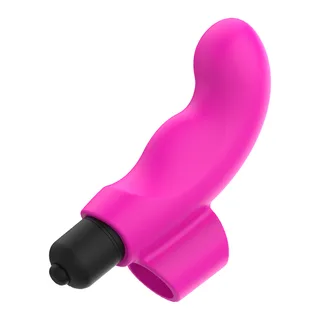 Vibromasseur rose fuchsia à doigtier avec balle noire, autre vue 2