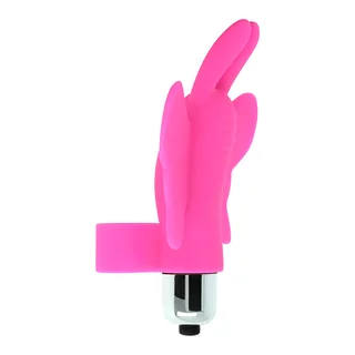 Stimulateur clitoridien rose, forme papillon, 10 cm, à piles, autre vue 2