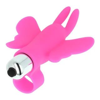 Stimulateur clitoridien rose, forme papillon, 10 cm, à piles, autre vue 3