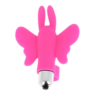 Stimulateur clitoridien rose, forme papillon, 10 cm, à piles, autre vue 4