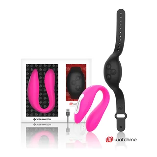 Vibrateur Watchme Clair Double Wearwatch - avec sa base - Fuchsia