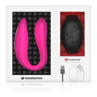 Vibrateur Watchme Clair Double Wearwatch - avec son échelle de taille - Fuchsia