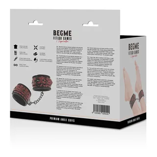 Menottes de chevilles tissu rouge motif géométrique, chaîne métallique, autre vue 10