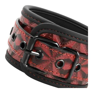 Menottes de chevilles tissu rouge motif géométrique, chaîne métallique, autre vue 6