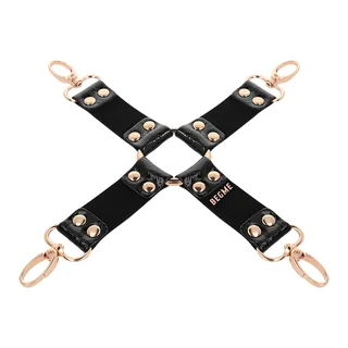 Croix de liaison cuir noir vegan quatre mousquetons, coloris Noir, autre vue 2