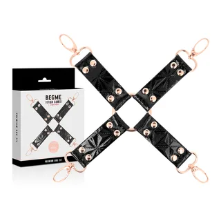 Croix de liaison cuir noir vegan quatre mousquetons, coloris Noir, autre vue 4