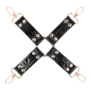 Croix de liaison cuir noir vegan quatre mousquetons, coloris Noir, autre vue 5