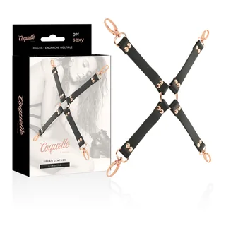 Cravate de suspension cuir noir quatre mousquetons, autre vue 6