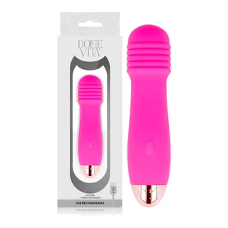 Vibrateur Rechargeable Trois Vitesses Dolce Vita - vue de profil - Rose