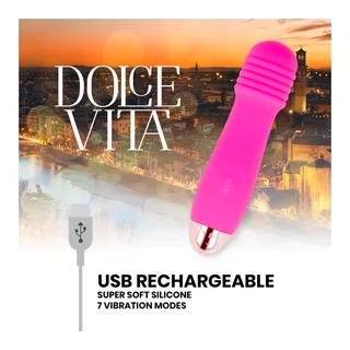 Vibrateur Rechargeable Trois Vitesses Dolce Vita - détail de la texture - Rose