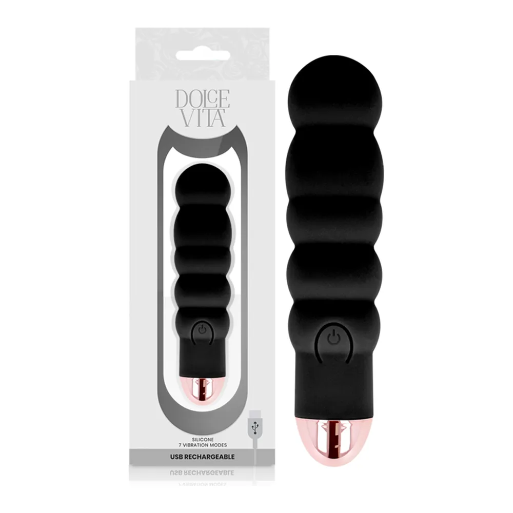Vibrateur noir rechargeable, tige renflée, 13 cm, autre vue 4
