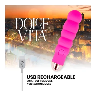 Vibrateur Rechargeable Six Vitesses Dolce Vita - vue de dos - Rose