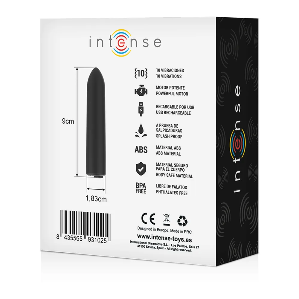 Balle vibrante noire en silicone, forme cylindrique arrondie avec motifs texturés en relief sur le dessus, sur fond blanc