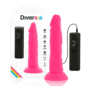 Gode vibrant Diversia rose 23 cm devant son emballage