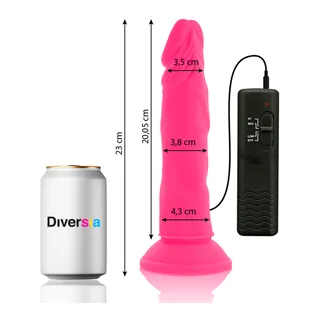 Cotes du gode Diversia rose 23 cm : environ 20 cm insérables, diamètres de 3,5 à 4,3 cm