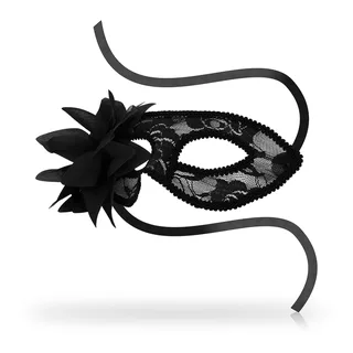Masque dentelle noire avec fleur, taille unique, autre vue 2