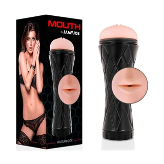 Masturbateur bouche noir et rose, étanche, base eau, autre vue 7