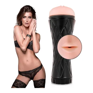 Masturbateur bouche noir et rose, étanche, base eau, autre vue 10