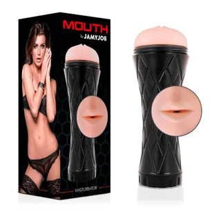 Masturbateur bouche noir et rose, étanche, base eau, autre vue 14