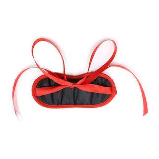 Masque satin noir bordure rouge lanières ajustables, autre vue 3