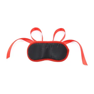 Masque satin noir bordure rouge lanières ajustables, autre vue 4