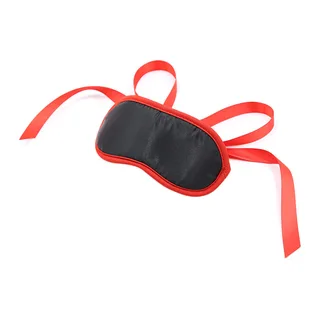 Masque satin noir bordure rouge lanières ajustables, autre vue 5