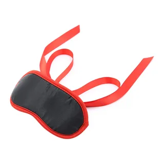 Masque satin noir bordure rouge lanières ajustables, autre vue 6