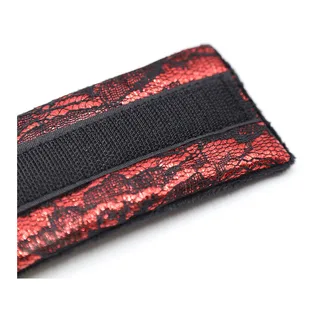 Menottes velours rouge dentelle noire anneaux ajustables, autre vue 9