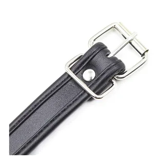 Manchettes poignets cuir noir boucles métalliques, autre vue 4