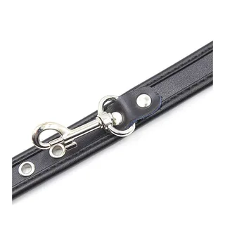 Manchettes poignets cuir noir boucles métalliques, autre vue 5