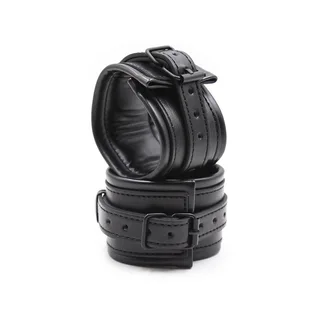 Menottes cuir noir rembourré ajustables, autre vue 2