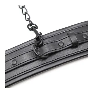 Menottes cuir noir rembourré ajustables, autre vue 7