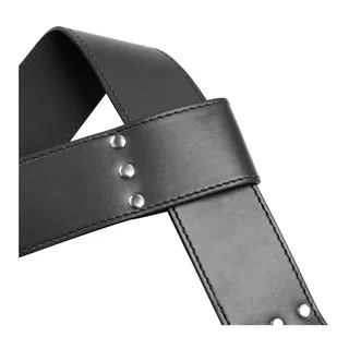 Manchettes de suspension cuir noir avec anneaux métalliques, autre vue 7
