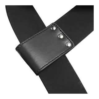 Manchettes de suspension cuir noir avec anneaux métalliques, autre vue 8