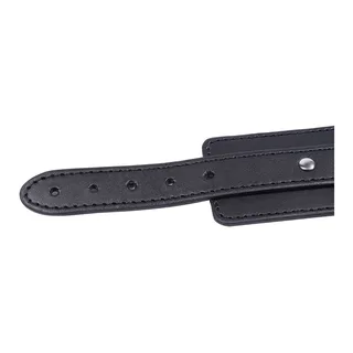 Menottes cuir noir avec anneaux O-ring et cadenas, autre vue 3