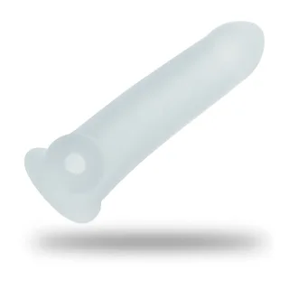 Gaine silicone bleu clair avec boucle testiculaire, coloris Blanc