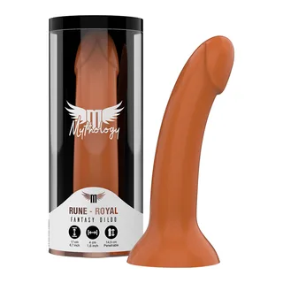 Gode silicone orange, large tête arrondie, ergonomique, autre vue 2