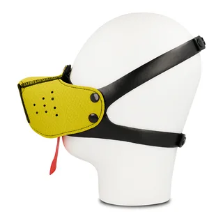 Museau chien silicone jaune, sangle noire ajustable, autre vue 3