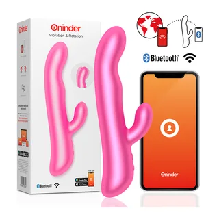 Vibromasseur rabbit Oslo Oninder - avec son échelle de taille - Rose