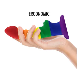 Gode silicone arc-en-ciel, tige annelée, base ventousée, autre vue 6