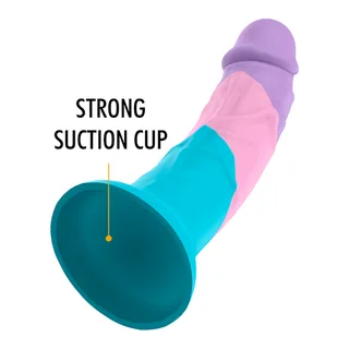 Gode silicone rechargeable tricolore pastel, 18 cm, autre vue 6