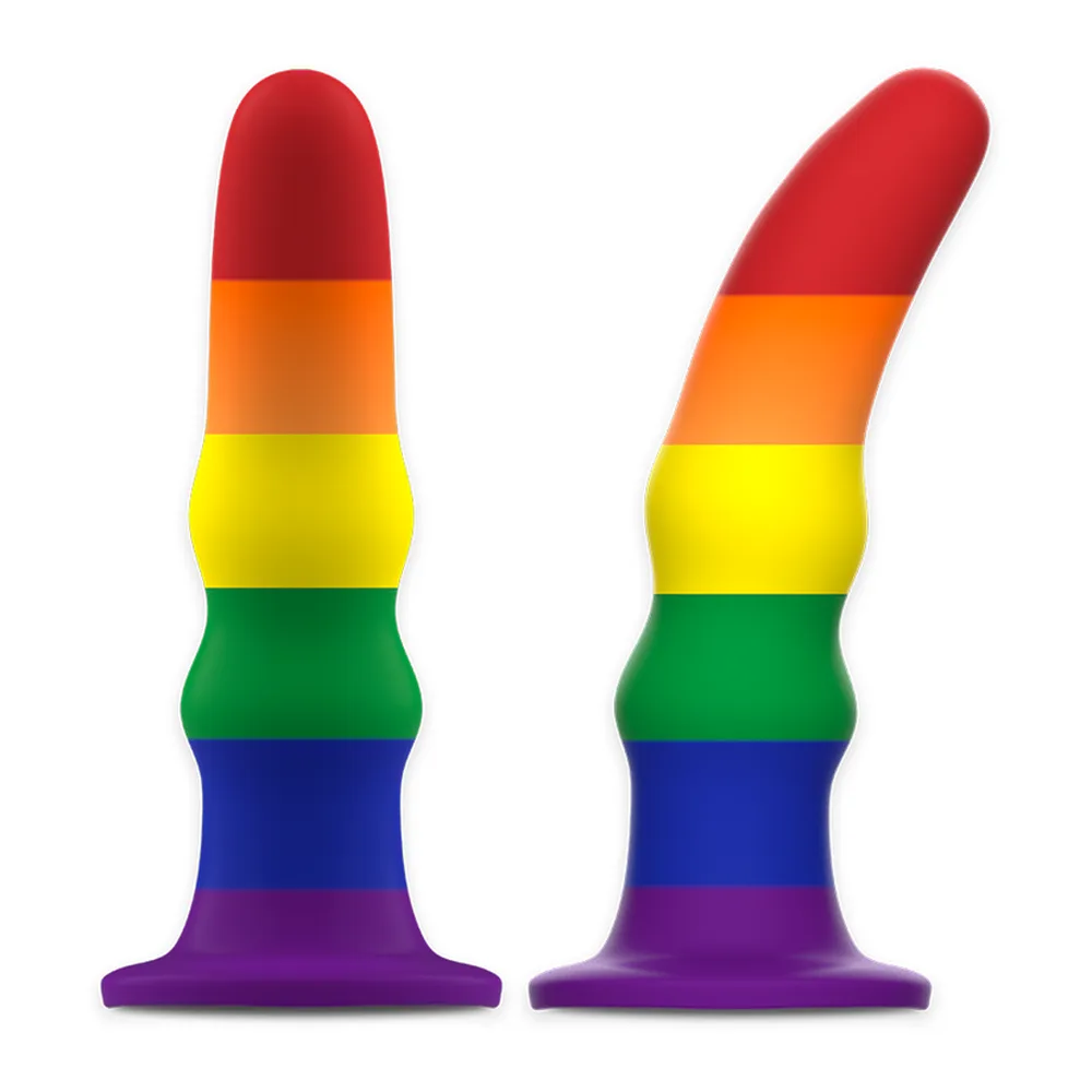 Gode silicone arc-en-ciel flexible avec ventouse, autre vue 3