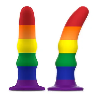Gode silicone arc-en-ciel flexible avec ventouse, autre vue 3