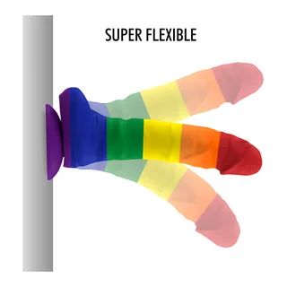 Gode silicone arc-en-ciel, base ventouse, 19,5 cm, autre vue 3