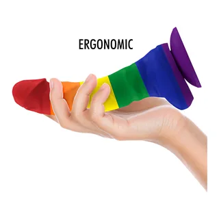 Gode silicone arc-en-ciel, base ventouse, 19,5 cm, autre vue 6