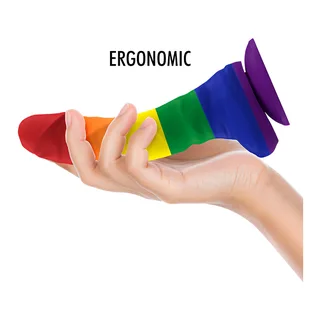 Gode silicone arc-en-ciel, base ventouse, 19,5 cm, coloris Bleu, autre vue 4